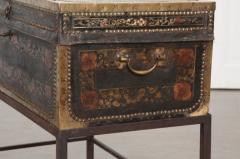 19th Century Painted Leather Chinese Export Trunk on Stand - 1420952