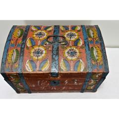 19th Century Painted Pine Marriage Trunk - 3730477