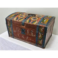 19th Century Painted Pine Marriage Trunk - 3730486