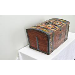 19th Century Painted Pine Marriage Trunk - 3730772