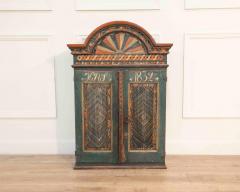 19th Century Painted Sk ne Wall Cabinet with Reeded Doors Sweden - 4481145