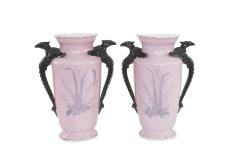 19th Century Pair Austrian Hungarian Porcelain Vase - 2299604