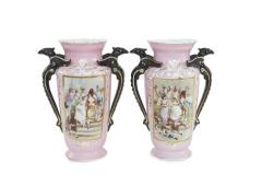 19th Century Pair Austrian Hungarian Porcelain Vase - 2299619