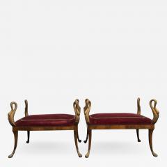 19th Century Pair Empire Swan Benches - 2502593