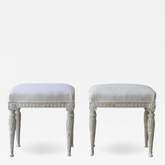 19th Century Pair Of Swedish Gustavian Period Stool In Original Paint - 1676432