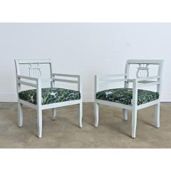 19th Century Pair of Biedermeier Painted Armchairs in New Upholstery - 4688265
