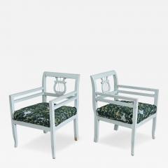 19th Century Pair of Biedermeier Painted Armchairs in New Upholstery - 4705713