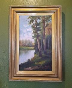 19th Century Pair of British Oils on Canvas of River and Forest Scenes - 4749202