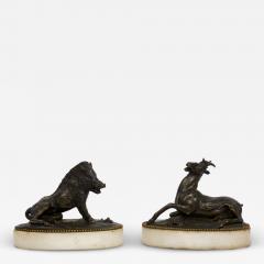 19th Century Pair of Bronze Paperweights Il Porcellino Wounded Stag  - 4413556