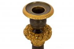 19th Century Pair of French Charles X Gilt Patinated Bronze Candlesticks - 4502303