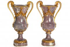 19th Century Pair of French Louis XVI Style Antique Bronze Violet Marble Vases - 4501974