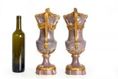 19th Century Pair of French Louis XVI Style Antique Bronze Violet Marble Vases - 4501977