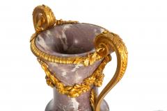 19th Century Pair of French Louis XVI Style Antique Bronze Violet Marble Vases - 4501979