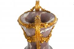 19th Century Pair of French Louis XVI Style Antique Bronze Violet Marble Vases - 4501980