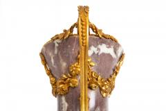 19th Century Pair of French Louis XVI Style Antique Bronze Violet Marble Vases - 4501983