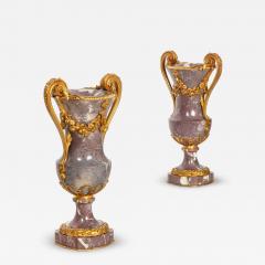 19th Century Pair of French Louis XVI Style Antique Bronze Violet Marble Vases - 4504274