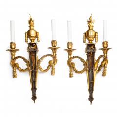 19th Century Pair of French Louis XVI Style Two Light Wall Sconces Candelabra - 4734871