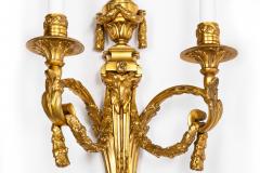 19th Century Pair of French Louis XVI Style Two Light Wall Sconces Candelabra - 4734876