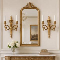 19th Century Pair of French Louis XVI Style Two Light Wall Sconces Candelabra - 4734887