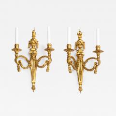 19th Century Pair of French Louis XVI Style Two Light Wall Sconces Candelabra - 4735499