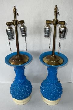 19th Century Pair of French Vintage Opaline Glass Vases as Lamps - 3371531