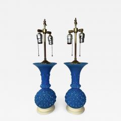 19th Century Pair of French Vintage Opaline Glass Vases as Lamps - 3373494
