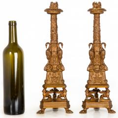 19th Century Pair of Italian Grand Tour Antique Bronze Candlesticks - 4619625