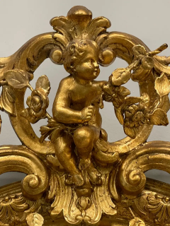 19th Century Palatial Giltwood Wall or Console Mirror Adorning Three Cherubs - 2489252