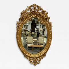 19th Century Palatial Giltwood Wall or Console Mirror Adorning Three Cherubs - 2490513