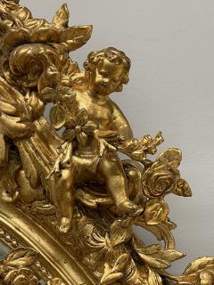 19th Century Palatial Giltwood Wall or Console Mirror Adorning Three Cherubs - 2918096