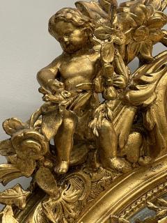 19th Century Palatial Giltwood Wall or Console Mirror Adorning Three Cherubs - 2918097