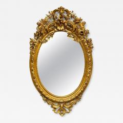 19th Century Palatial Giltwood Wall or Console Mirror Adorning Three Cherubs - 4351309