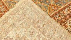 19th Century Persian Malayer Orange Rust Brown and Cool Blue Grey Wool Runner - 2461919