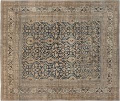 19th Century Persian Meshad Botanic Handwoven Wool Rug - 4009246