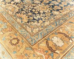 19th Century Persian Sultanabad Blue Brown Handmade Wool Rug - 2465190
