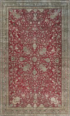 19th Century Persian Tabriz Red Hand Knotted Wool Carpet - 2462048