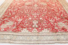 19th Century Persian Tabriz Red Hand Knotted Wool Carpet - 2462052