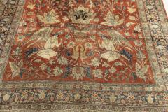19th Century Persian Tabriz Silk Red and Navy Blue Rug - 2465193