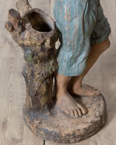 19th Century Polychrome Painted Metal Figure of a Boy with Basket - 4157163