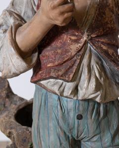 19th Century Polychrome Painted Metal Figure of a Boy with Basket - 4157200
