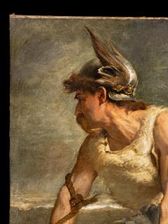 19th Century Portrait of a Germanic Warrior Chief Wearing a Winged Helmet - 4753350