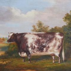 19th Century Portrait of a Prize Winning Cow in a Landscape Scene Forest Bel - 3444932