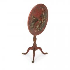 19th Century Red Lacquered Chinoiserie Tilt Top Side Table - 2518776