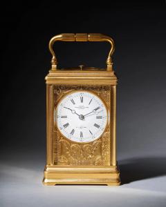 19th Century Repeating Gilt Brass Carriage Clock by the Famous Drocourt - 3123315