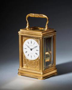 19th Century Repeating Gilt Brass Carriage Clock by the Famous Drocourt - 3123317