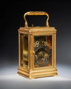 19th Century Repeating Gilt Brass Carriage Clock by the Famous Drocourt - 3123318