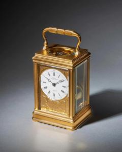 19th Century Repeating Gilt Brass Carriage Clock by the Famous Drocourt - 3123319