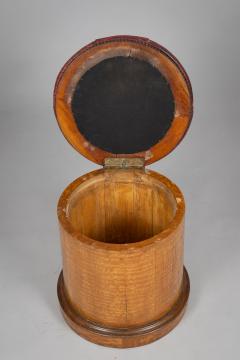 19th Century Round Satinwood Stool with Red Leather Seat - 4179845