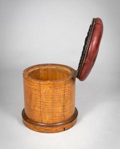 19th Century Round Satinwood Stool with Red Leather Seat - 4179846