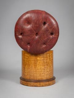 19th Century Round Satinwood Stool with Red Leather Seat - 4179847